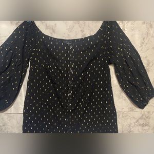 Lucky Brand Woman’s Button Down Blouse Black w/gold sz S